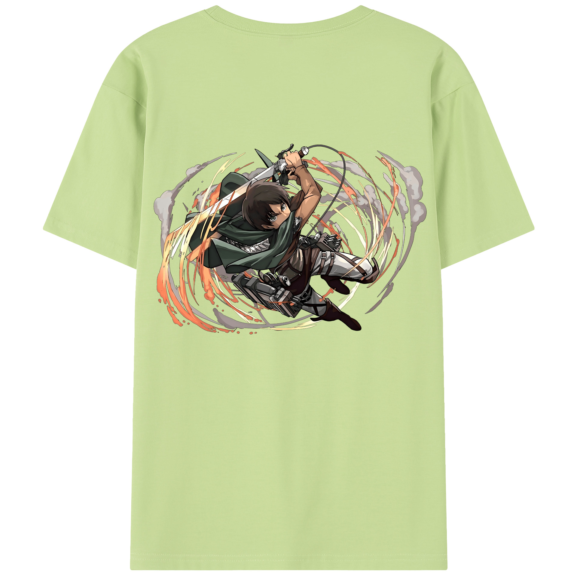 （画像用） 進撃の巨人 エレン･イェーガー Attack on Titan Eren Jäger 綿100％半袖Tシャツ（背面プリント）